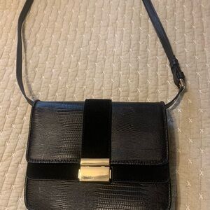 NWOT Zara Black Crossbody Bag with Gold Clasp